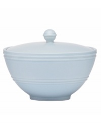 Elegance comes easy with the Fair Harbor covered sugar bowl. Durable stoneware in a cool sky hue is half glazed, half matte and totally timeless.