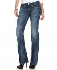 A good pair of classic bootcut jeans never go out of style -- try Seven's petite whiskered medium wash version!