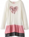 Design History Girls 2-6X Long Sleeve Ruffle Heart Dress, Winter White, 6