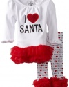 Mud Pie Baby-Girls Infant I Love Santa Tunic And Leggings Set, Multi Colored, 12-18 Months