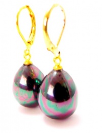 Iridescent Black Mother of Pearl Dangle Earrings