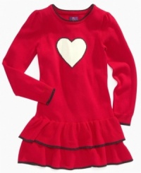 She'll spread the love and cheer in this precious ruffly sweater dress from So Jenni.