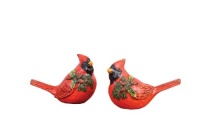 NapCo Red Cardinals with Holly Figurines, Set of 2