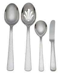 Serve modern sophistication at every meal with this Reed & Barton 4-piece hostess set in-hand. Hammered handles contrast sleek, shiny heads in 18/10 stainless steel.