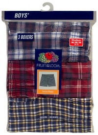 Fruit of the Loom Boys 8-20 Tartan Woven Boxer 3-Pack