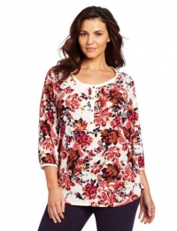 Lucky Brand Women's Plus-Size Painterly Rose Kara Top