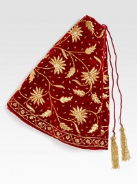 EXCLUSIVELY AT SAKS.COM. A handcrafted velvet tree skirt combining Christmas tradition with artisanal detail, from renowned designer Sudha Pennathur. Thread and pearl-bead embroidery50 diam.VelvetDry cleanImported