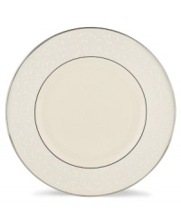 Welcome your guests to the table with the formal elegance of dinner plates from Lenox's Pearl Innocence dinnerware and dishes collection. This fine bone china brings together a graceful tone-on-tone design with hand enameled pearl-like accents and rich bands of polished platinum.