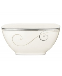 Fluid platinum scrolls glide freely throughout this beautiful fine china from Noritake. Easy to match with any decor, the fresh and elegant Platinum Wave collection of dinnerware and dishes is a timeless look for fine dining or luxurious everyday meals.