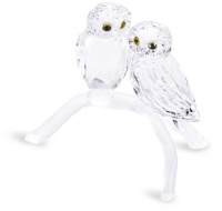 Swarovski Owls On Branch, Set of Two