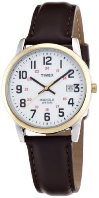 Timex Men's T2N5239J EZ Reader Round Bi-Metal Brown Leather Strap Watch