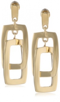 Kenneth Cole New York Shiny Gold Rectangle Link Drop Earrings