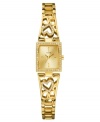 Glistening gold tone melds with Swarovski crystal rhinestone accents in this heartfelt watch from GUESS.