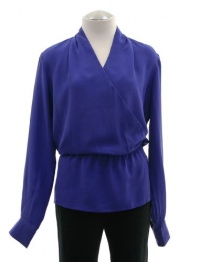 Pippa Iris Purple Silk Long Sleeve Blouse Top 8