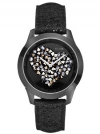 GUESS U0113L4  Black Crystal Heart Watch.