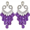 Chandelier Earrings with Acrylic Baubles, in Purple with Silver Finish