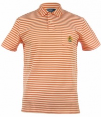 Polo Ralph Lauren Men's Classic Fit Striped Polo Shirt (Large, Orange)