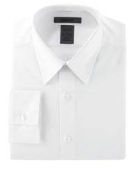 Great with a suit or on its own, this sleek dress shirt is slim fit for a slimmer silhouette.