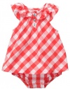 Carter's Flutter Sleeve Plaid Sunsuit RED 18 Mo