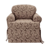 Sure Fit Scroll T Cushion Chair Slipcover, Brown