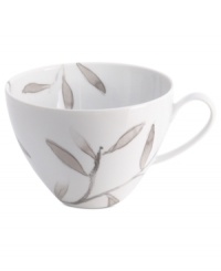 Make your peace. A serene watercolor spans white Limoges porcelain in the Olive Branch breakfast cup, epitomizing the meticulous detail and natural allure of designer Michael Aram.