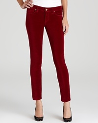 Ultra skinny and super stretchy mid rise Paige Denim jeans enhanced by a must-touch velvety-smooth finish.