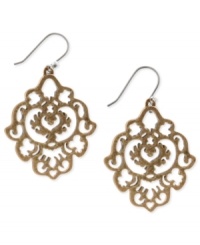 If you're open to the idea of something different, Lucky Brand's openwork drop earrings are essential. Crafted from gold-tone mixed metal, the patterned pair offers a different, yet dazzling, design option. Approximate drop: 2 inches