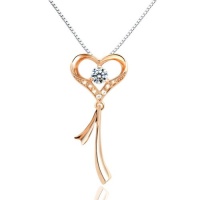 Chaomingzhen Rose Gold Plated Sterling Silver Clear Heart&arrow 5 Carats Diamond Open Heart Pendant Necklace for Women Fashion Jewerly or for Girlfriend Length 18