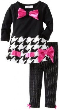 Bonnie Baby-Girls Infant Houndstooth Bow Trim Legging Set