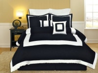 Sally Textiles Hotel 8-Piece Comforter Set, Queen, Black/White