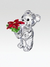 This year's Kris Bear is long on sparkle, richly faceted with the sweetest face, offering a colorful poinsettia plant as a holiday greeting.CrystalAbout 1.5H X 1WMade in Austria