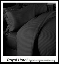 Royal Hotel's Stripe Black 600 Thread Count 4pc Queen Bed Sheet Set 100% Egyptian Cotton, Sateen Stripe, Deep Pocket