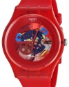 Swatch Red Lacquered Red Silicone Unisex Watch SUOR101