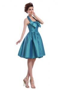 Topwedding Halter A Line Taffeta Mini Homecoming Dress,S8,Aqua