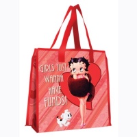 Vandor 10473 Betty Boop Large Recycled Shopper Tote, Red/Black