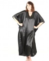 Satin Charmeuse Caftan/Mumu, Solid Black Color, Style#Caf-23B