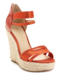 The perfect summer style. Enzo Angiolini's Isty espadrille platform wedge sandals feature embellishments across the straps and a sweet zipper up the back.