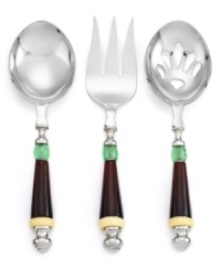 Spread good cheer around the table with the Holiday Gatherings serving set. Lenox contrasts best-quality stainless steel with Christmas-colored accents in flatware that will serve you well season after season.