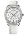 A rich leather watch from Tommy Hilfiger with Swarovski sparkle for added glam.