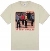 Star Trek Youth Size GUESS WHO WON'T BE MAKING IT BACK Kids Khaki T-shirt, Large(14-16)