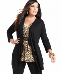 Snag two looks for one great price with Style&co.'s plus size layered look top, including a solid cardigan and printed inset.