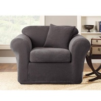 Sure Fit Stretch Metro 2-Piece Chair Slipcover, Gray