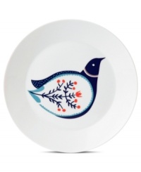 Embellish the navy flora of Fable Garland dinnerware with the bird accent plate. Featuring distinct Scandinavian style and the sleek durability of Royal Doulton porcelain.