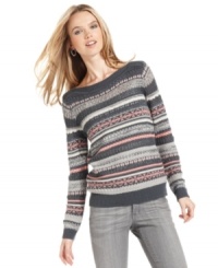 Snuggle up in this adorable petite sweater from Debbie Morgan -- featuring a sweet fair-isle pattern!