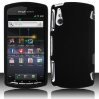 GTMax Hard Rubber Snap On Protector Cover Case - Black For Verizon Sony Ericsson Xperia Play R800