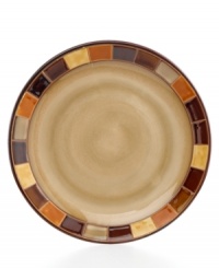 Thanks to a traditional reactive glazing, no two pieces of this bold dinnerware collection from Gibson are exactly alike. Rendered in deep, earthy hues, this collection of striking serving platters makes a one-of-a-kind statement at any meal. These serving plates are dishwasher and microwave safe.