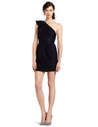 BCBGeneration Women's Shlder Flounce Dress, Black, 4