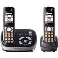 Panasonic KX-TG6532B Digital Cordless Phone with Answering System, Black, 2 Handsets