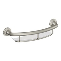 Moen LR2356DBN Home Care 18-Inch Grab Bar with Shelf, Brushed Nickel