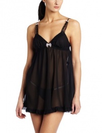 Betsey Johnson Women's Chiffon And Lace Babydoll, Black, Large